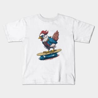 Chicken skateboarding Kids T-Shirt